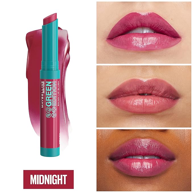 Maybelline Green Edition Balmy Lip Blush, Formulated With Mango Oil, Midnight, Blackberry Purple, 1 Count