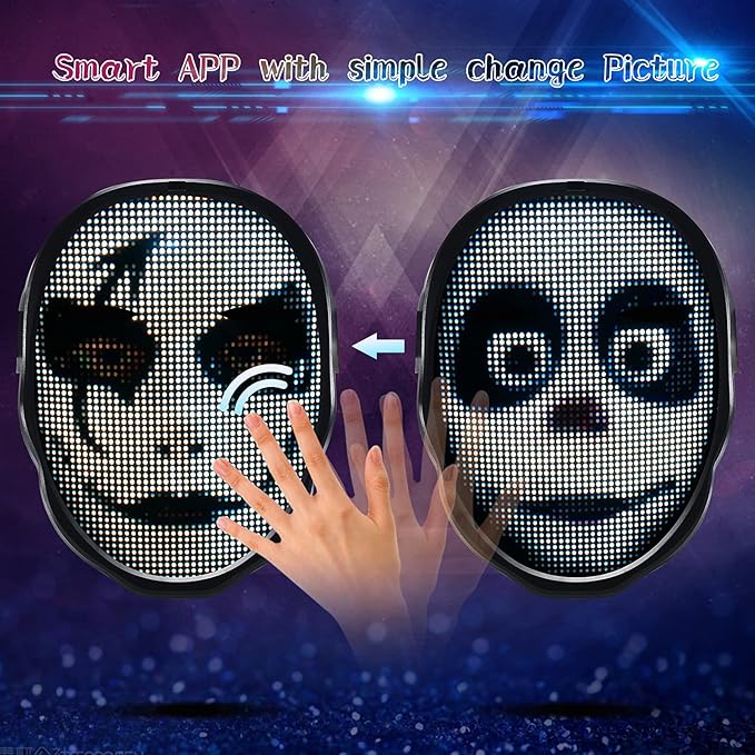 brookhaus Led Mask, Bluetooth App Controlled Halloween Masks, Luminous Mask for Adults, Light up Costumes Masks