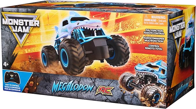 Monster Jam, Official Megalodon Remote Control Monster Truck for Boys and Girls, 1:24 Scale, 2.4 GHz, Kids Toys for Ages 4 and Up
