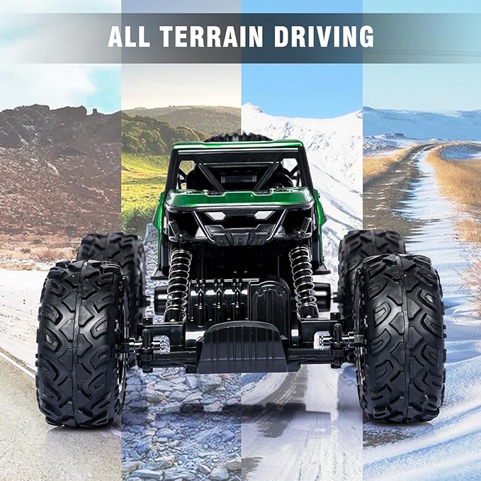 Green RC Trucks Remote Control Car 1:14 Off Road Monster Truck,Metal Shell Crawler,2.4Ghz 20km/h High Speed All Terrain Hobby Truck