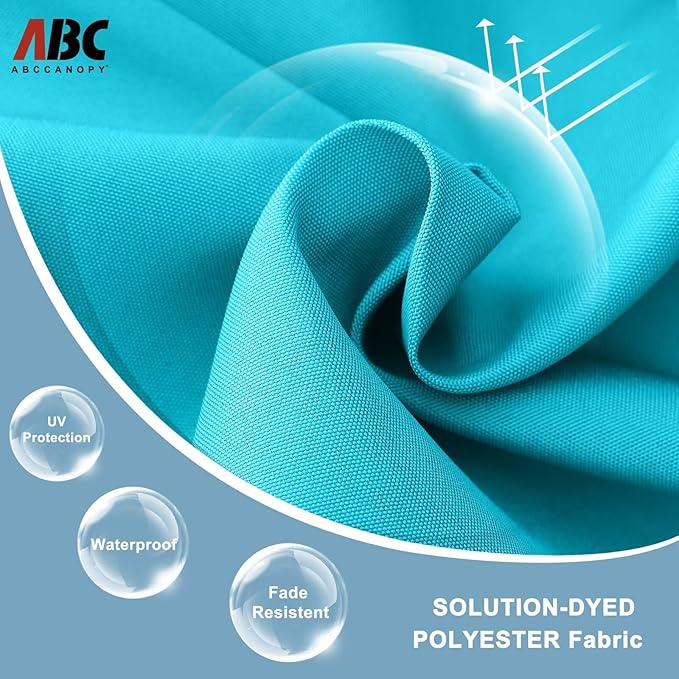 ABCCANOPY Durable Solar Led Patio Umbrellas with 32LED Lights 9FT (Turquoise)