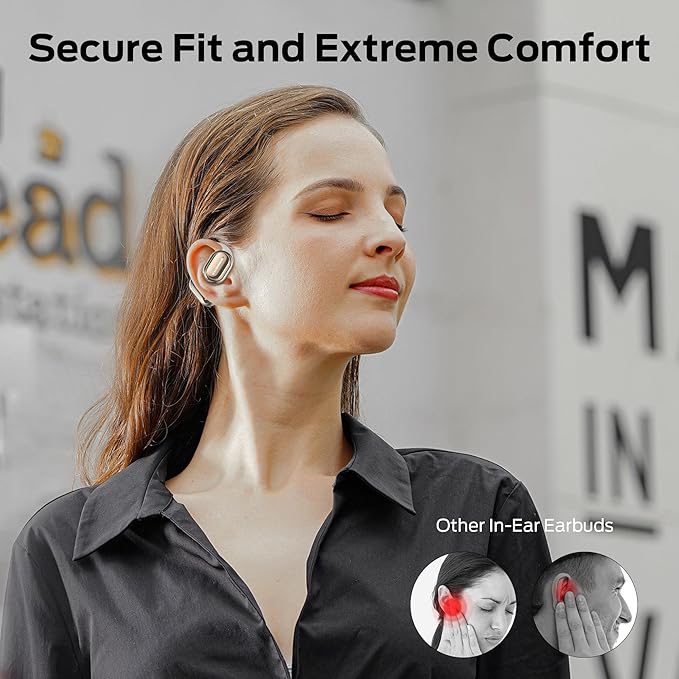 Monster Open Free AC100 Open Ear Bluetooth 5.3 Headphones, Wireless Earbuds with Earhooks, Immersive Stereo Sound by 16mm Large Driver, Clear Calls, 30H Playtime, for Workout