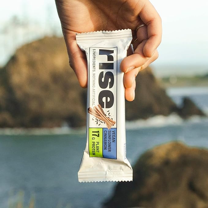 Rise Pea Protein Bar - Vegan Sunflower Cinnamon | Breakfast Bar & Protein Snack 17g Protein Just 5 Whole Food Ingredients Non-GMO Gluten-Free Soy Free
