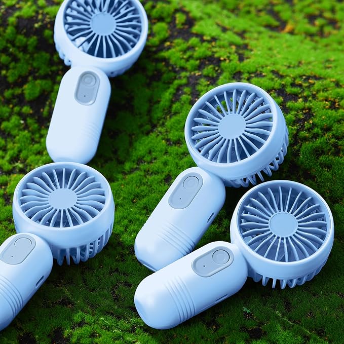 Mini Portable Fan Bulk Cute Handheld Lightweight Small Little Personal Hand Eyelash Fan 3 Speeds USB Rechargeable for Women Men Indoor Outdoor Makeup Travel Camping(Blue,6 Pcs)