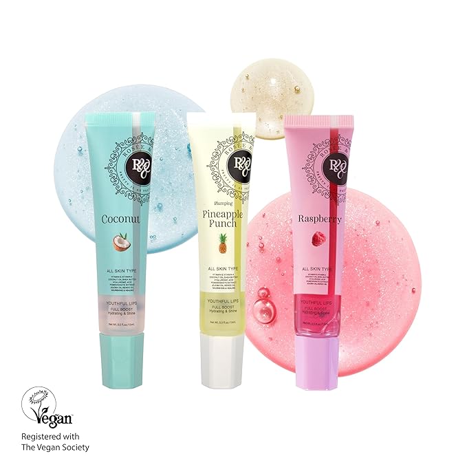 ROSÉE & CO Rosee Lip Gloss Vegan & Cruelty Free Treatment, Professional Make up, Long Lasting Glossy with Shea Butter, Moisturize, Protect & Smooth, High Shine, Non-Sticky (p. Churu Grape, 0.5)