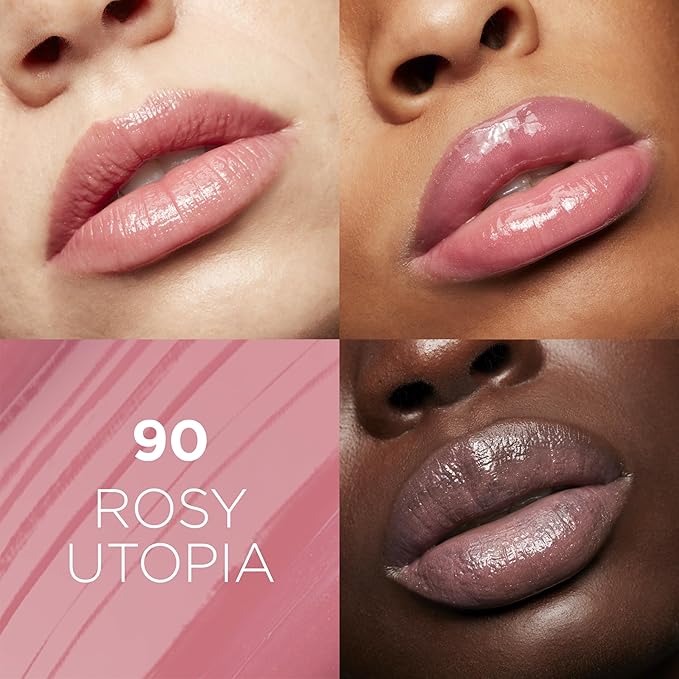 L'Oreal Paris Glow Paradise Hydrating Tinted Lip Balm-in-Gloss with Pomegranate Extract & Hyaluronic Acid, Ultra-Gentle, Non-Sticky Formula, Rosy Utopia, 0.23 Fl Oz (Pack of 2)