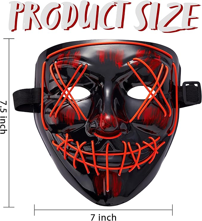 JOYIN Halloween Led Light Up Scary Mask and Gloves for Halloween Cosplay Costume (Red), 3 Modes Glow in The Dark Mask for Adult Women Men Boys Girls Trick or Treat, Party Dress Up Accessories Gifts