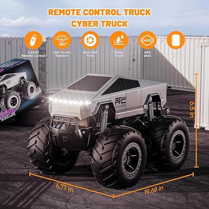 Amphibious Off-Road Monster Truck Toy, 1:16 Scale 4WD High-Speed RC Car, 2.4GHz All-Terrain Remote Control Vehicle for Boys & Girls Ages 6+ Ideal Gift for Kids, Adults
