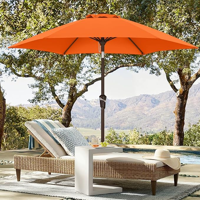 ABCCANOPY 7.5FT OutdoorPatio Umbrella, UV Protection Table Umbrella w/Crank for Easy Set Up, Suitable for Garden, Lawn, Deck & Backyard (Orange)