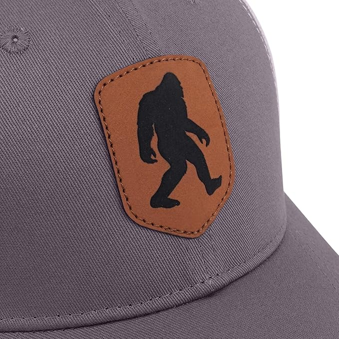 Mesh Bigfoot Hat Leather Cap for Men- Great Snapback Closure Sasquatch Hat for Hunting & Hiking