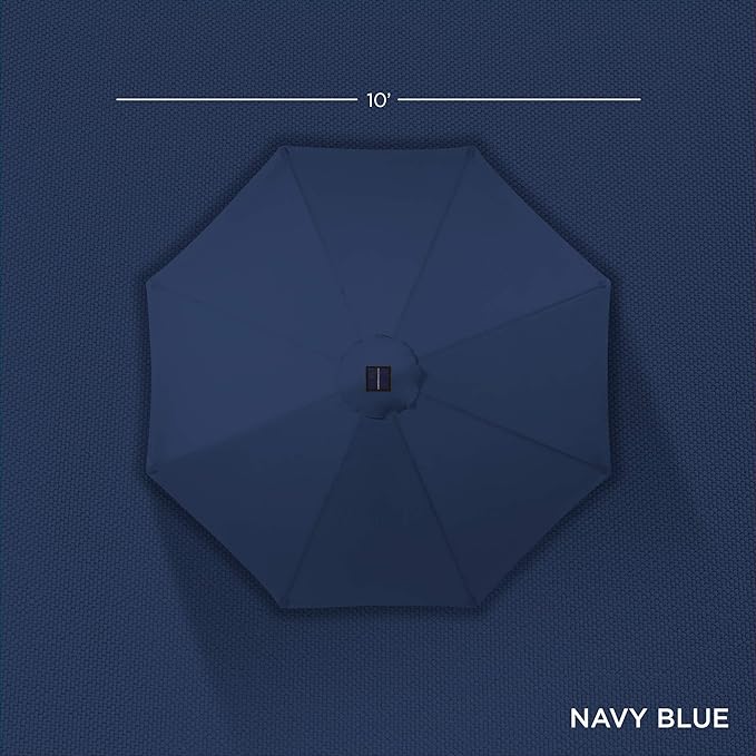 Best Choice Products 10ft Solar Polyester LED Lighted Patio Umbrella w/Tilt Adjustment and UV-Resistant Fabric - Navy Blue
