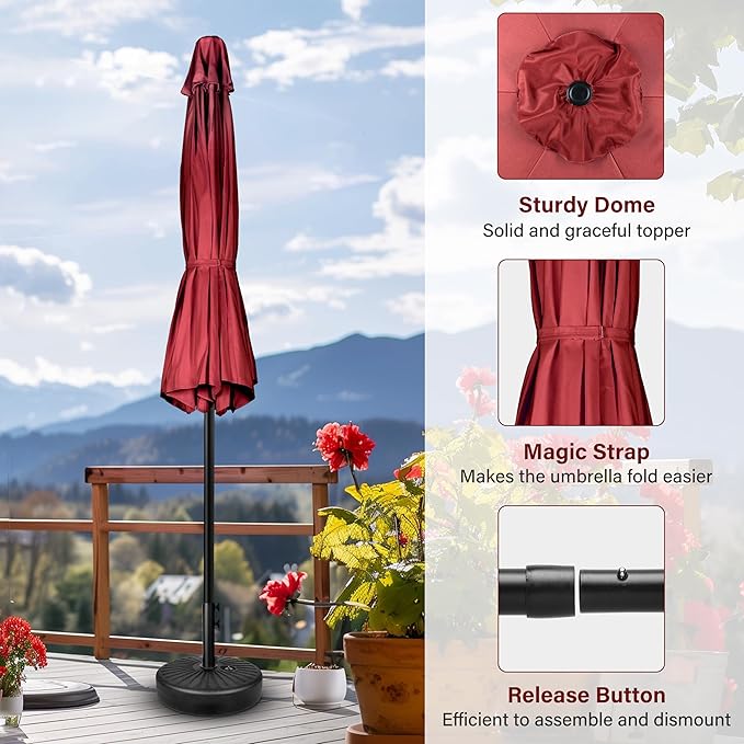 Simple Deluxe 9' Patio Umbrella Outdoor Table Market Yard Umbrella with Push Button Tilt/Crank
