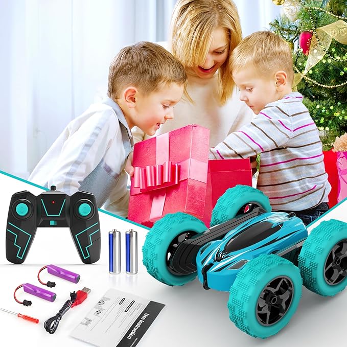 Remote Control Car, RC Cars Toys, 2.4GHz 4WD Fast RC Car Kids Toys Double Sided 360° Rotating Monster Truck Toys for Girls RC Truck Toy Cars for Boys