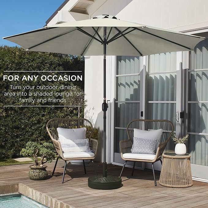 Best Choice Products 10ft Outdoor Steel Polyester Market Patio Umbrella w/Crank, Easy Push Button, Tilt, Table Compatible - Ivory