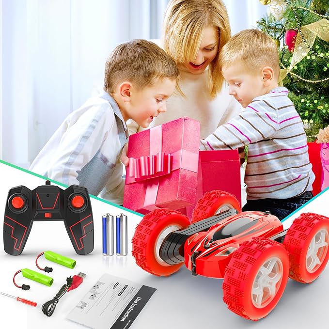 Remote Control Car, RC Cars Toys, 2.4GHz 4WD Fast RC Car Kids Toys Double Sided 360° Rotating Monster Truck Toys for Girls RC Truck Toy Cars for Boys