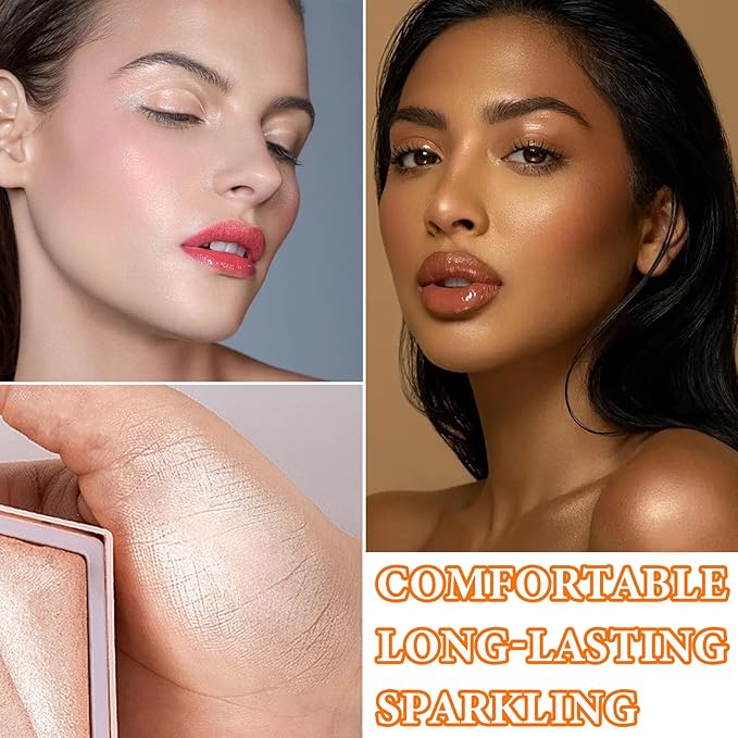 Glitter Blush Shimmer Highlighter Blusher Powder Makeup Face Powder Makeup(#inger) 04 G