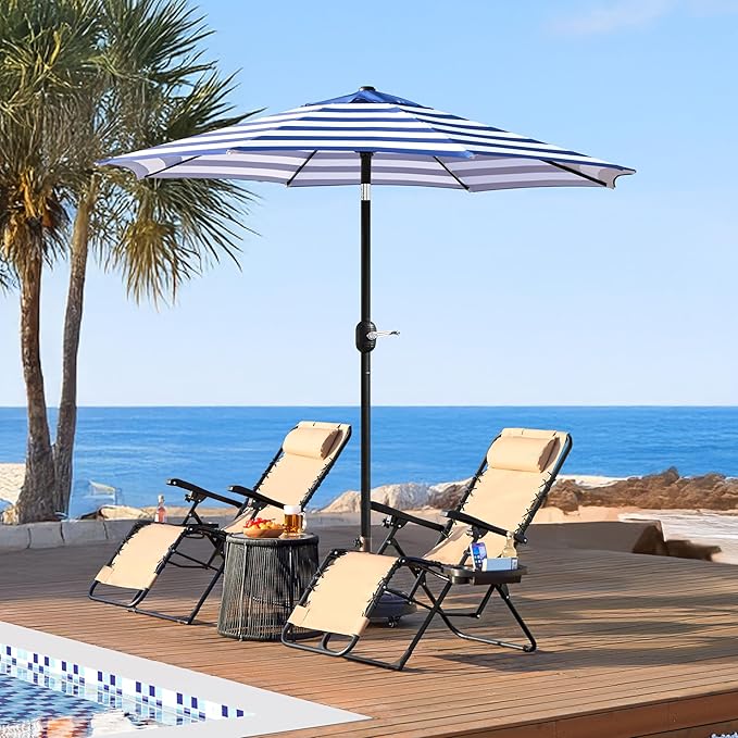 Yaheetech 9FT Outdoor Patio Umbrella, Outdoor Table Umbrella with Push Button Tilt and Crank?Market Umbrella with 8 Sturdy Ribs UV Protection Waterproof for Garden, Deck, Backyard, Pool