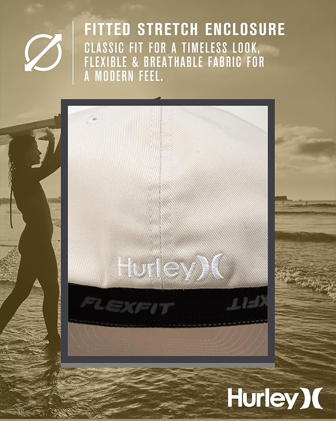 Hurley Mens Baseball Cap - Flexfit Fitted Baseball Caps for Men (Sizes: S-XL)