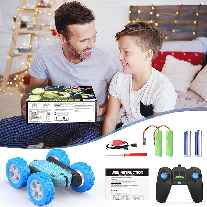 Remote Control Car, RC Cars Toys, 2.4GHz 4WD Fast RC Cars with Double Sided 360° Rotation Kids Toys Monster Truck Toys for Girls RC Truck Toy Cars for Boys