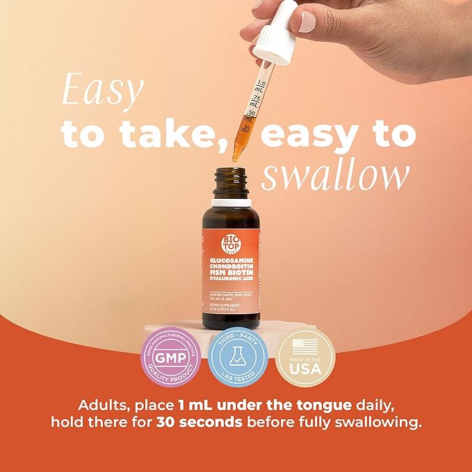 Liquid Glucosamine, Chondroitin, MSM, Biotin, Hyaluronic Acid, All in One Formula for Good Health of Joints, Bones, Hair, Skin & Nails