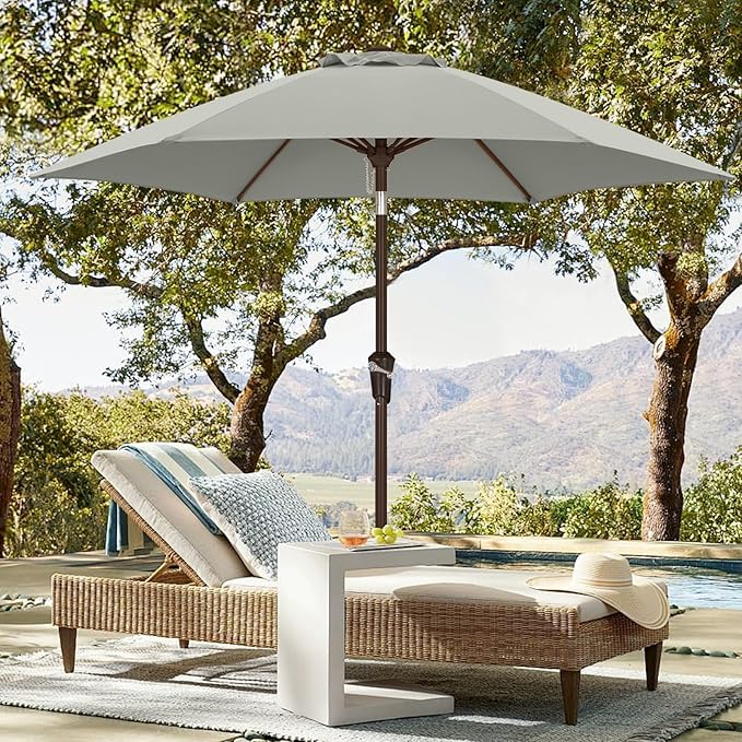 ABCCANOPY 7.5FT OutdoorPatio Umbrella, UV Protection Table Umbrella w/Crank for Easy Set Up, Suitable for Garden, Lawn, Deck & Backyard (Gray)