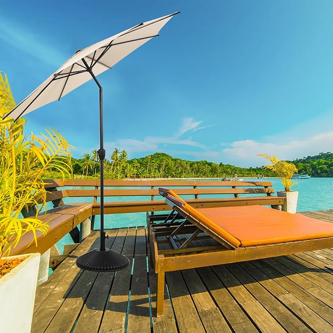 Abba Patio 11FT Lyon Outdoor Patio Umbrella Outdoor Table Umbrella with Push Button Tilt and Crank Market Umbrella 8 Sturdy Ribs UV Protection Waterproof for Garden Deck Backyard Pool Beige