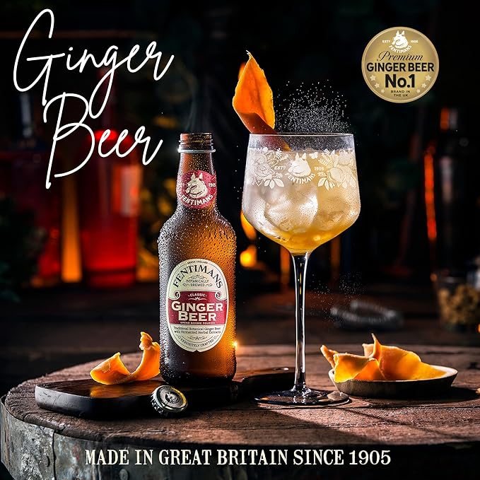 Fentimans Sparkling Ginger Beer - Ginger Ale, Ginger Beer Non Alcoholic, Craft Soda with Herbal Extracts & Natural Ingredients, Botanically Brewed - 9.3 Fl Oz (Pack of 12)