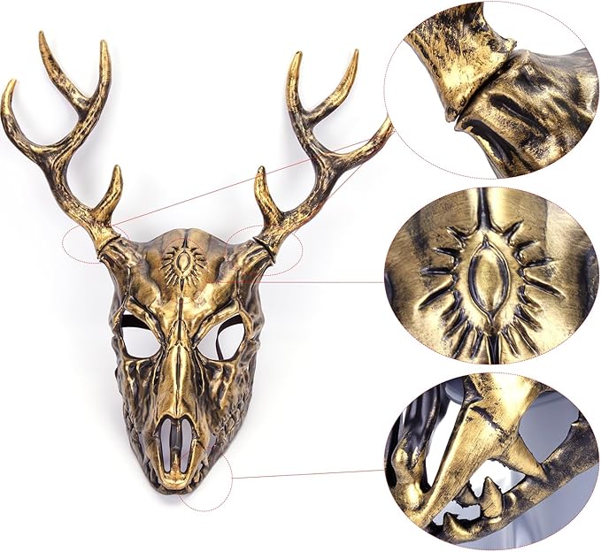 Halloween Horror Antler Mask Sheep Bone Mask Christmas Carnival Masquerade Party Cosplay Props Accessories