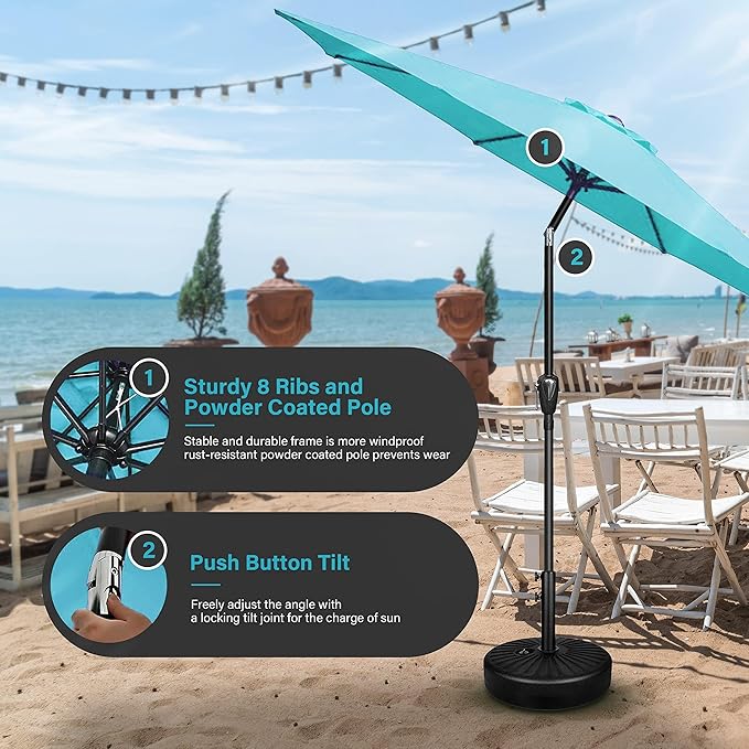 Simple Deluxe 9' Patio Umbrella Outdoor Table Market Yard Umbrella with Push Button Tilt/Crank