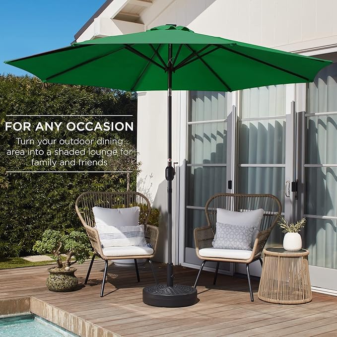 Best Choice Products 10ft Outdoor Steel Polyester Market Patio Umbrella w/Crank, Easy Push Button, Tilt, Table Compatible - Green