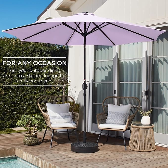 Best Choice Products 10ft Outdoor Steel Polyester Market Patio Umbrella w/ Crank, Easy Push Button, Tilt, Table Compatible - Lavender