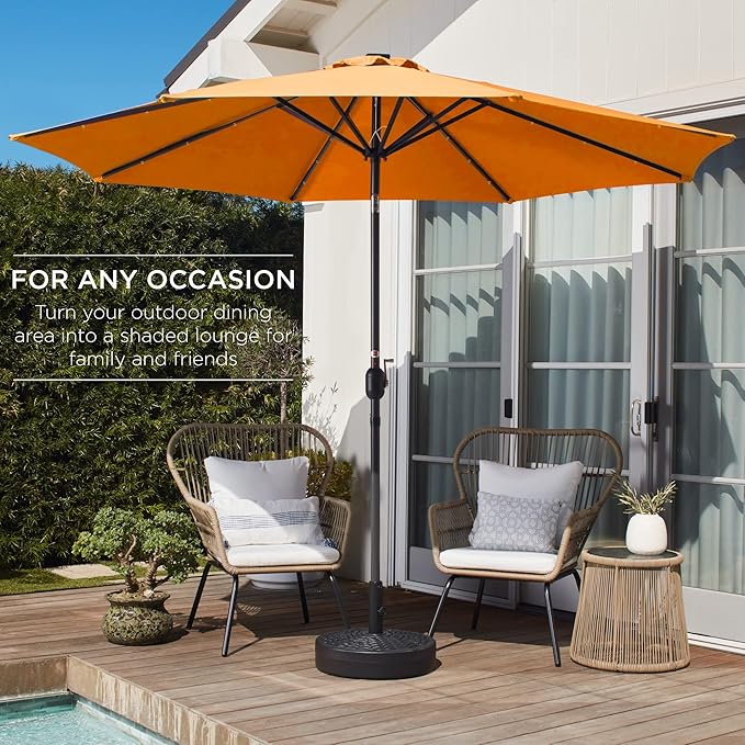 Best Choice Products 10ft Outdoor Steel Polyester Market Patio Umbrella w/Crank, Easy Push Button, Tilt, Table Compatible - Orange