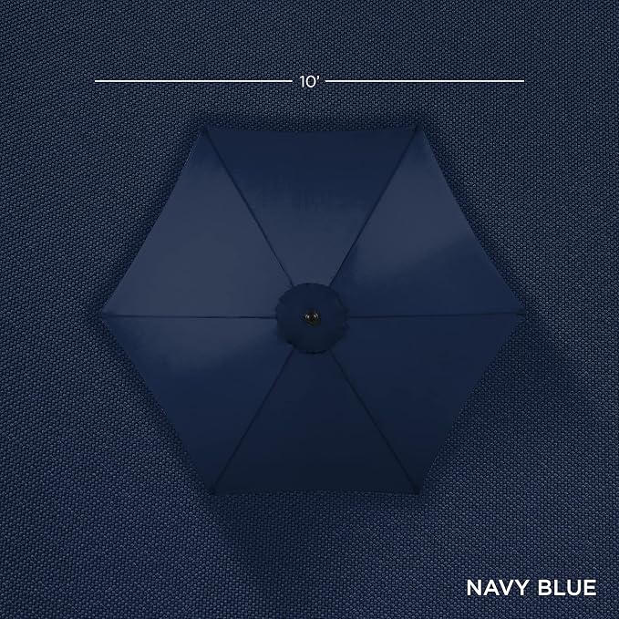 Best Choice Products 10ft Outdoor Steel Polyester Market Patio Umbrella w/Crank, Easy Push Button, Tilt, Table Compatible - Navy Blue