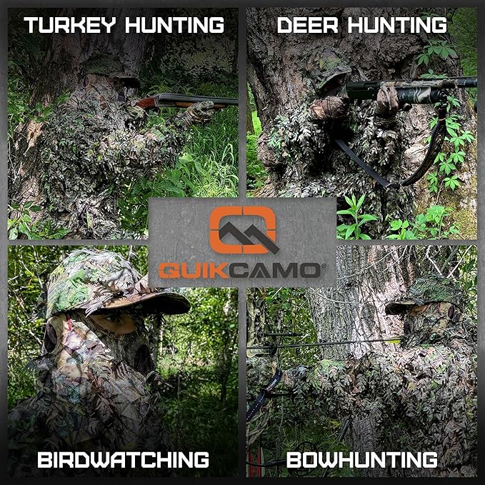 QuikCamo Lightweight 3D Leafy Camo Face Mask & Hat for Hunting, OSFM Adjustable Camouflage Hat, Mossy Oak & Realtree