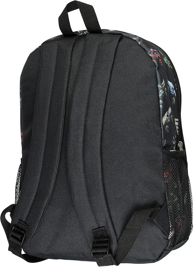 INTIMO Monster Jam Megalodon Grave Digger Max-D Monster Trucks Backpack Lunch Bag Water Bottle Ice Pack 5 Piece Mega Set