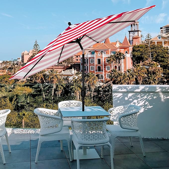 Sunnyglade 9' Patio Umbrella Outdoor Table Umbrella with 8 Sturdy Ribs (Red and White)