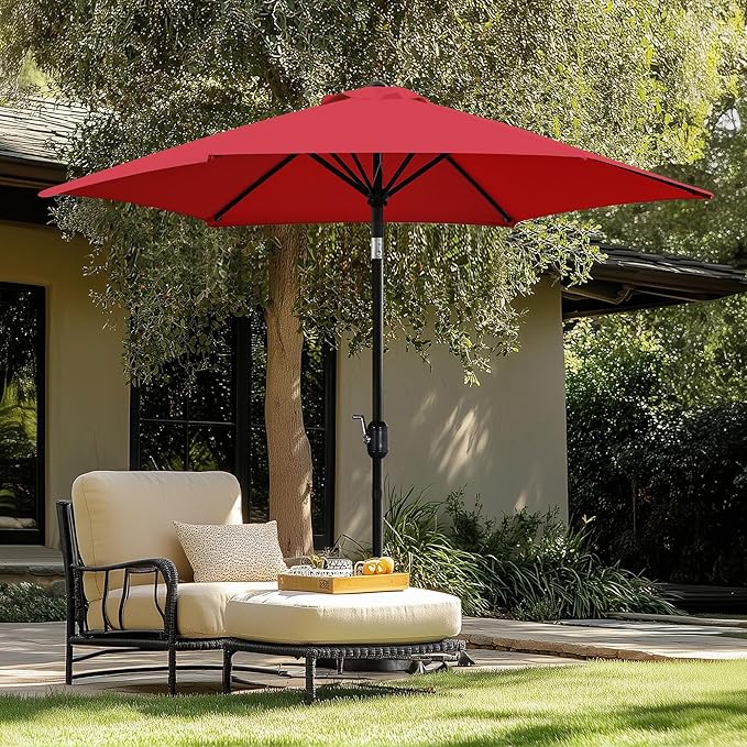 Yaheetech 9FT Patio Umbrella, Outdoor Table Market Umbrella with Push Button Tilt and Crank, Polyester Yard Sun Shade for Garden, Deck, Backyard, Pool