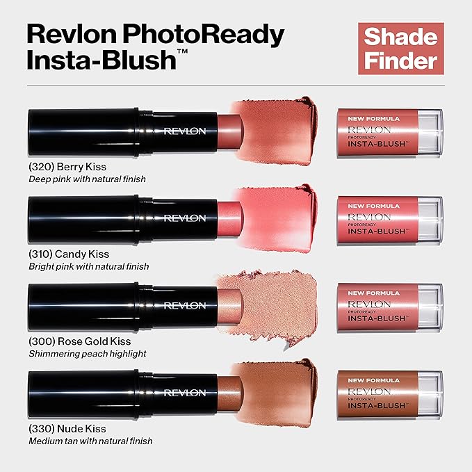 Revlon Blush Stick, PhotoReady Insta-Blush Face Makeup with Nude Kiss, 1.15 Oz