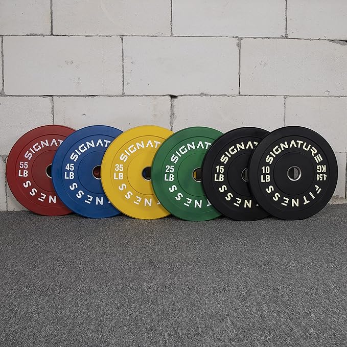 Signature Fitness 2" Olympic Bumper Plate Weight Plates 25LB Single,