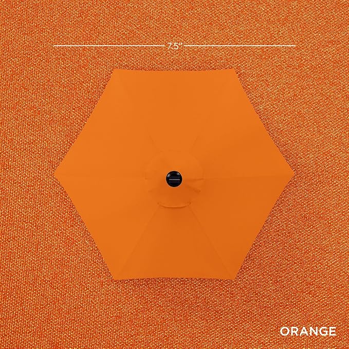 Best Choice Products 7.5ft Outdoor Solar Market Table Patio Umbrella for Deck, Pool w/Tilt, Crank, LED Lights - Orange