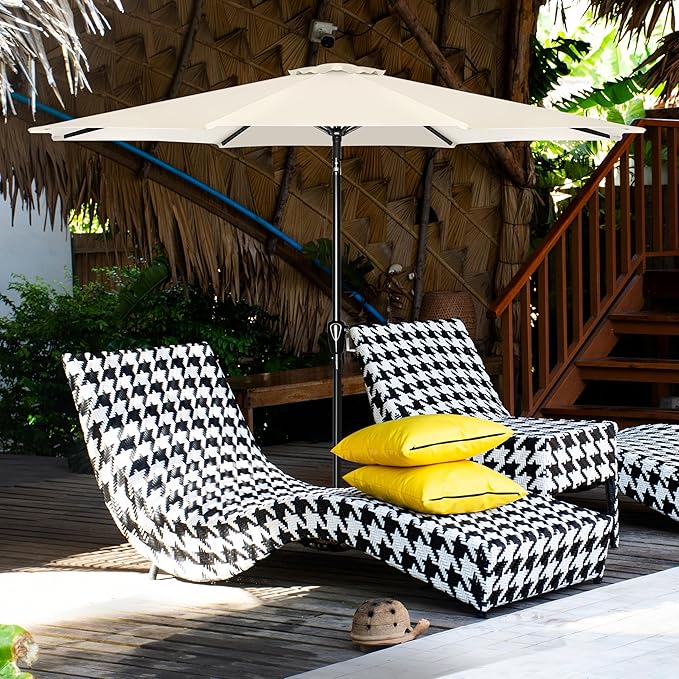 Simple Deluxe 9' Patio Umbrella Outdoor Table Market Yard Umbrella with Push Button Tilt/Crank