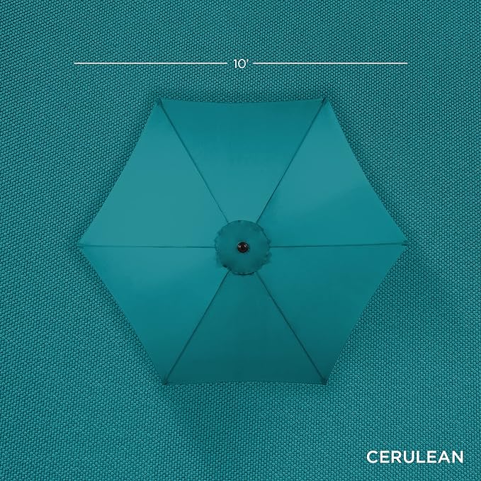 Best Choice Products 10ft Outdoor Steel Polyester Market Patio Umbrella w/Crank, Easy Push Button, Tilt, Table Compatible - Cerulean
