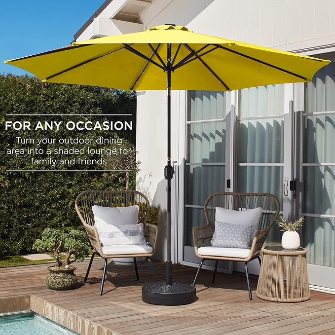 Best Choice Products 10ft Outdoor Table Compatible Steel Polyester Market Patio Umbrella w/Crank and Easy Push Button Tilt - Yellow