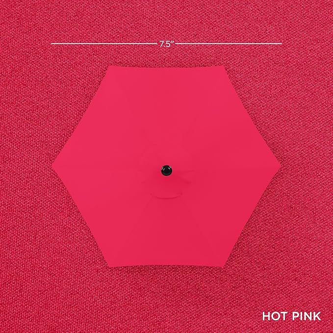 Best Choice Products 7.5ft Heavy-Duty Round Outdoor Market Table Patio Umbrella w/Steel Pole, Push Button Tilt, Easy Crank Lift - Hot Pink