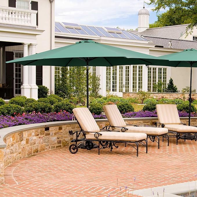 Yaheetech 11FT Patio Umbrella Outdoor Market Table Umbrella with Push Button Tilt & Crank for Garden/Lawn/Deck/Backyard/Pool/Beach, 8 Ribs, Dark Green