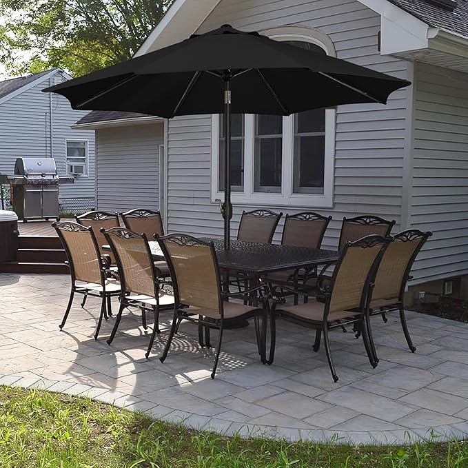 Yaheetech 9FT Patio Umbrella Outdoor Umbrella Patio Yard Market Table Umbrella with Push Button Tilt & Crank for Garden/Beach/Lawn/Deck/Backyard/Pool, 8 Ribs, Black