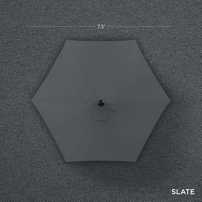 Best Choice Products 7.5ft Heavy-Duty Round Outdoor Market Table Patio Umbrella w/Steel Pole, Push Button Tilt, Easy Crank Lift - Slate