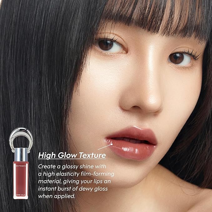 ENTROPY Makeup 2-in-1 Charm Shiny Glowy Lip & Cheek Gloss Tint Keychain, High Pigment Glossy Lip Color & Plumping Gloss, C5 Amber Charm