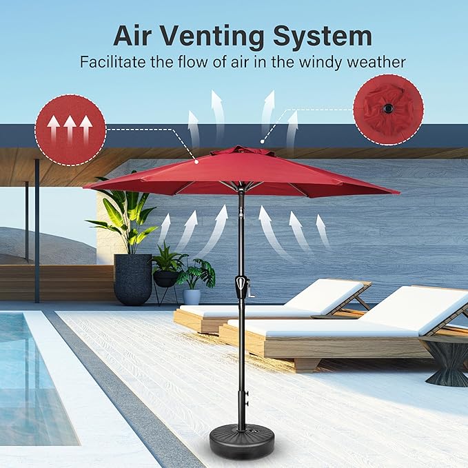 Simple Deluxe 9' Patio Umbrella Outdoor Table Market Yard Umbrella with Push Button Tilt/Crank