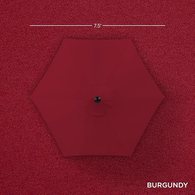Best Choice Products 7.5ft Heavy-Duty Round Outdoor Market Table Patio Umbrella w/Steel Pole, Push Button Tilt, Easy Crank Lift - Burgundy